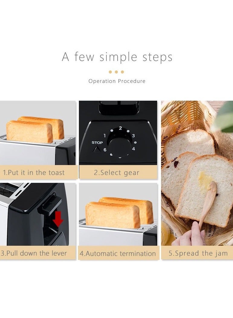 2-Slice Silver Bread Toaster - Electric Compartment- Sokany