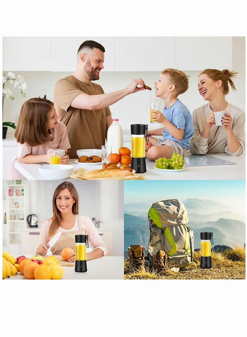 Portable Blender, Travel Blender, Mini Blender, Personal Mixer Fruit Rechargeable with USB, 380ml, Fruit Juice for Great Mixing (Black)
