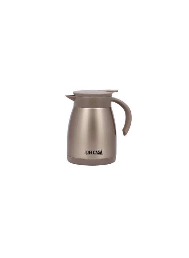 Delcasa Stainless Steel Coffee Pot, DC3279 | 600ml Capacity | Double Wall Construction | Stainless Steel Inner | BPA & Odour Free | Portable & Leak-Resistant | Keeps Drink Hot Or Cold For Hours