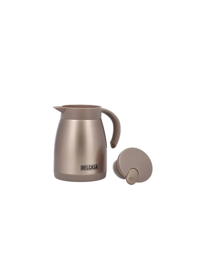 Delcasa Stainless Steel Coffee Pot, DC3279 | 600ml Capacity | Double Wall Construction | Stainless Steel Inner | BPA & Odour Free | Portable & Leak-Resistant | Keeps Drink Hot Or Cold For Hours