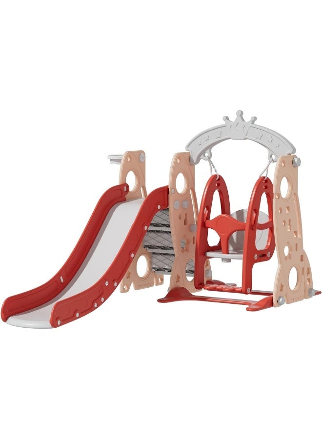 RBW TOYS Slide for Kids Toys Set 3 in 1 Outdoor Play Jumbo Slide and Swing with Basket Ball Game