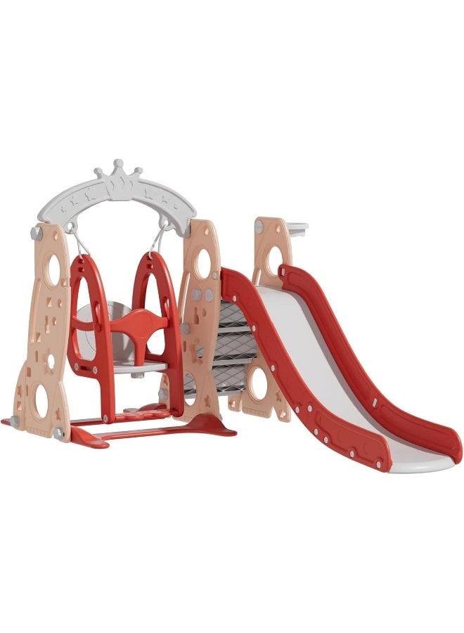 RBW TOYS Slide for Kids Toys Set 3 in 1 Outdoor Play Jumbo Slide and Swing with Basket Ball Game