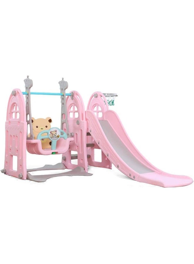 RBW TOYS Toddler Freestanding Slides Multi-Function Slide and Swing Playset Baby Swing Slide Kids 3 In 1 Use Indoor Outdoor (Pink) Playground Slide For Kids