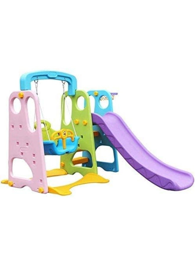 RBW TOYS 3 in 1 swing and slide With Basketball Set Multi Color For Kids Activities