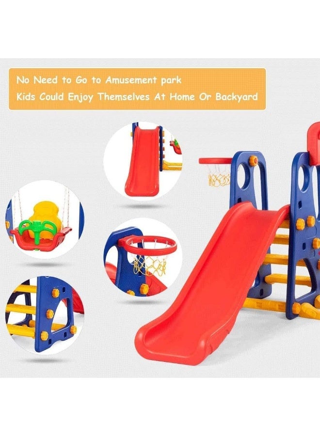 RBW TOYS 3 in 1 swing and slide With Basketball Set Multi Color For Kids Activities