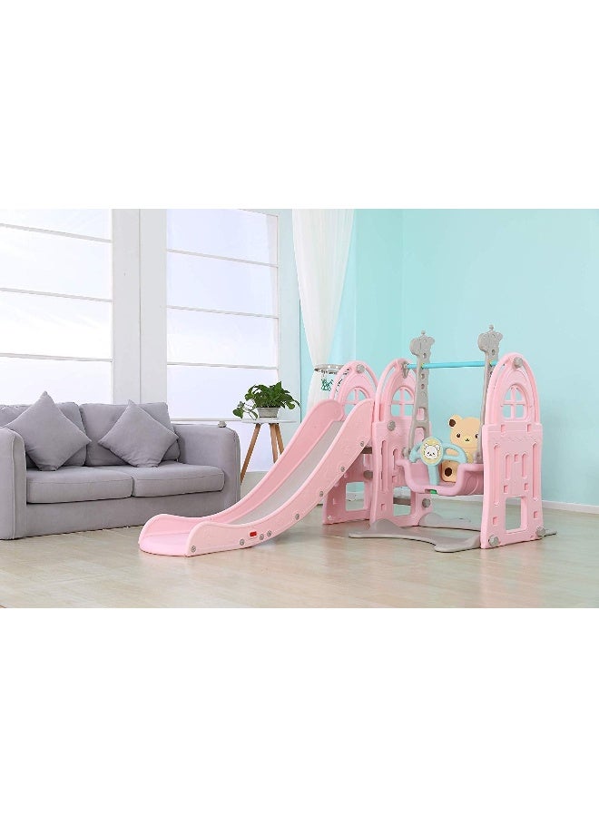 RBW TOYS 3 in 1 Slide for Kids Toys Set Outdoor Play Jumbo Slide and Swing with Basket Ball Game (Pink) size : 160x200x120cm. RW-246369 A