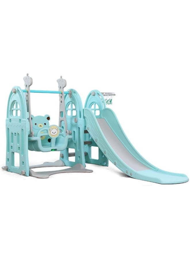 Rainbow Toys 3 in 1 Slide for Kids Outdoor Play Structure Jumbo Slide with Swing And Basket Ball Games Set