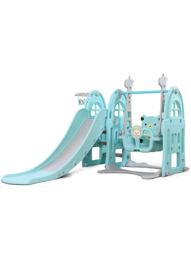 Rainbow Toys 3 in 1 Slide for Kids Outdoor Play Structure Jumbo Slide with Swing And Basket Ball Games Set