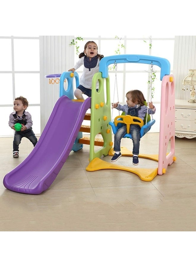 RBW TOYS Slide for Kids Toys Set 3 in 1 Outdoor Jumbo Slide and Swing with Basket Ball Game