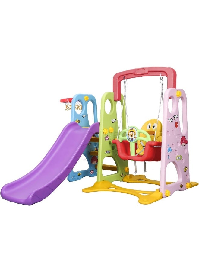 RBW TOYS Slide for Kids Toys Set 3 in 1 Outdoor Jumbo Slide and Swing with Basket Ball Game