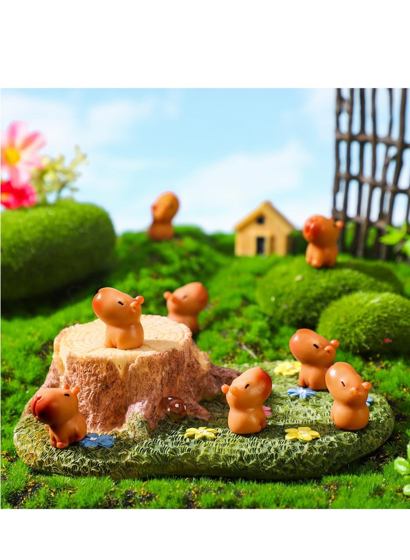 50 Pcs Capybara Figurines Mini Capybara Resin Figurines Capybara Figure Ornament Miniature Animal Desktop Tabletop Outdoor Craft Decor for Garden Accessories Decorations Gifts(Classic Style)