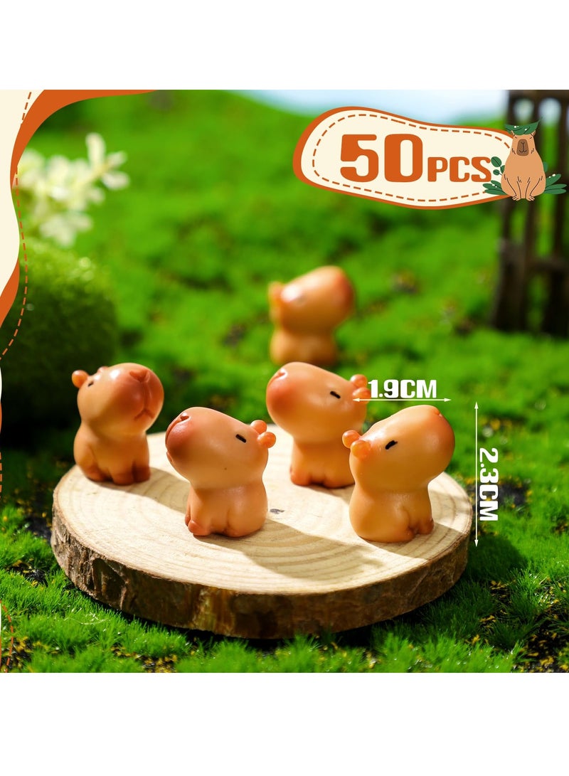 50 Pcs Capybara Figurines Mini Capybara Resin Figurines Capybara Figure Ornament Miniature Animal Desktop Tabletop Outdoor Craft Decor for Garden Accessories Decorations Gifts(Classic Style)