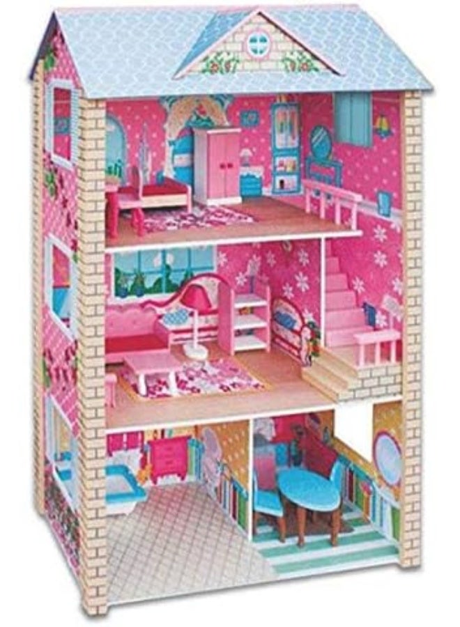 RBW TOYS DollHouse Kit DIY Toy Realistic 3D with Furnitures Birthday Gift For Girl 77*35*118 CM