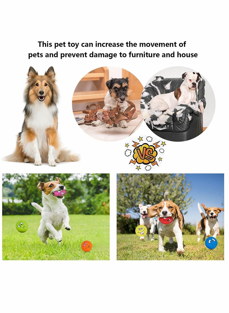Dog Toy, Squeaky Dog Toys, Funny Face Chewing, Latex Rubber, Soft Fetch Play Interactive Dog Balls, for Puppy Small Medium Pet Dog (6PCS)