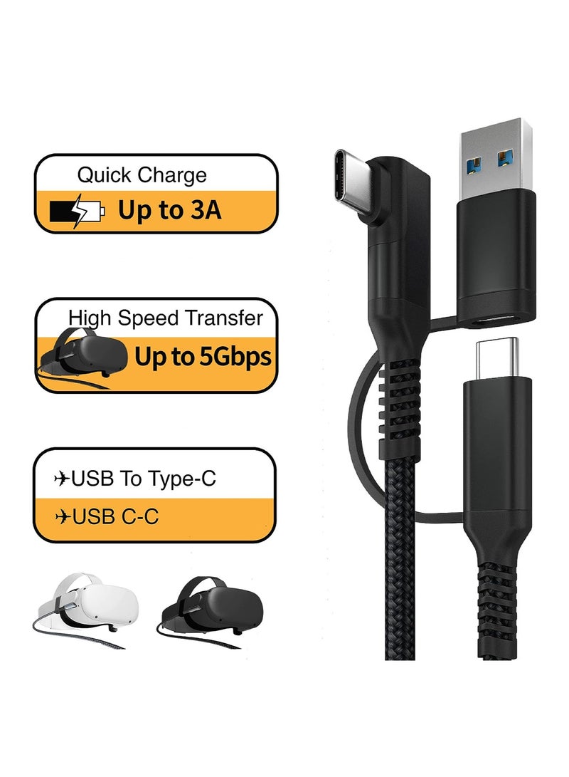 Link Cable for Oculus Quest 2 19 FT SYOSI 2 in 1 High Speed PC Data Transfer Link Cable Fast Charging USB 3.1 Gen2 to USB C Cable for Virtual Reality Headset and PC Gaming Black Woven