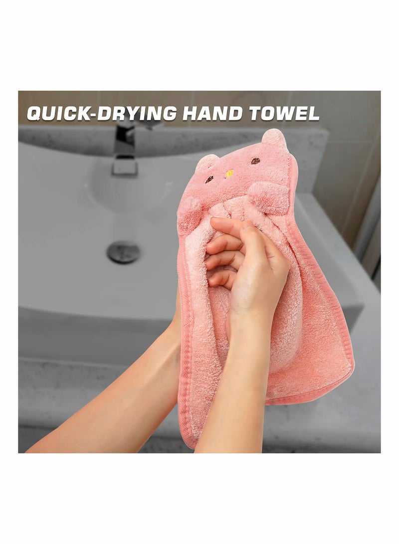 4 Packs Cute Hand Towels - Ultra Thick Children Bathroom Hand Towels Cartoon Animals Microfiber Absorbent Hand Towels for Kitchen