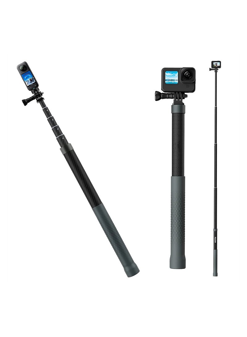 Invisible Selfie Stick for GoPro Insta360 (120cm/47.2 inch), Lightweight Carbon Fiber Extension Pole for Go Pro Max Hero 11 10 9 8 7 6 5 One X2 X3 DJI Action 2 3 AKASO 360 Camera