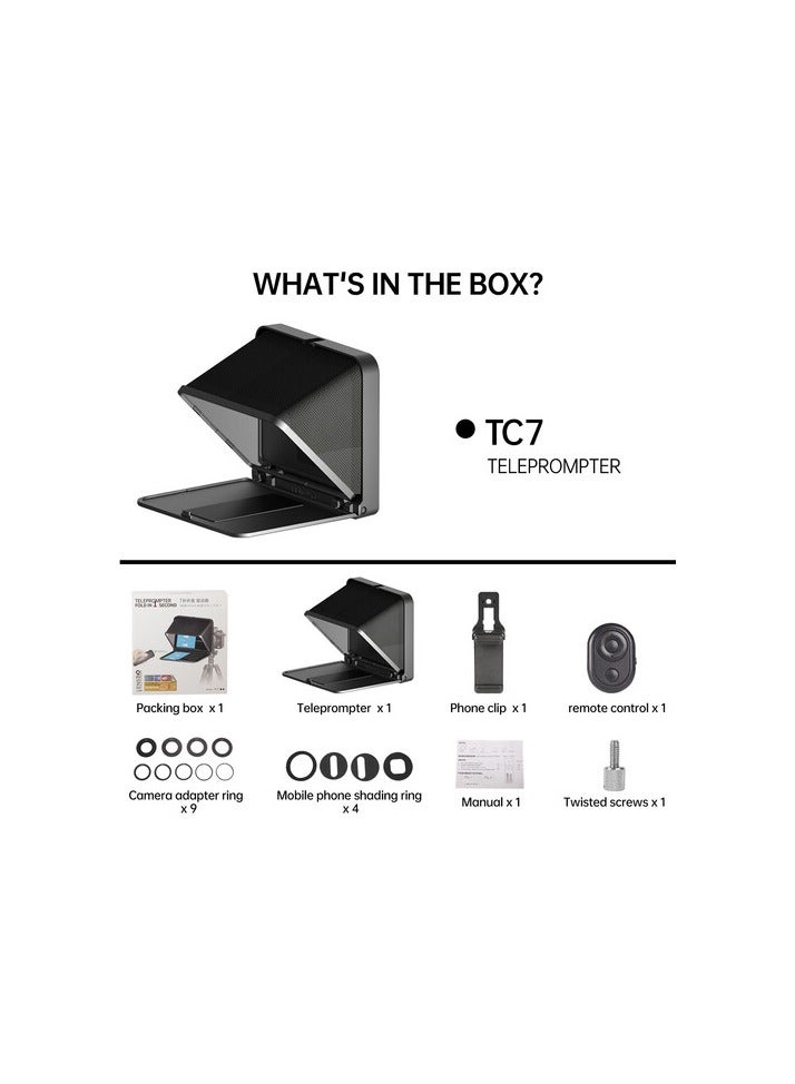 LENSGO TC7 Portable Teleprompter for Smartphones, Tablets & Select DSLR/Mirrorless Cameras