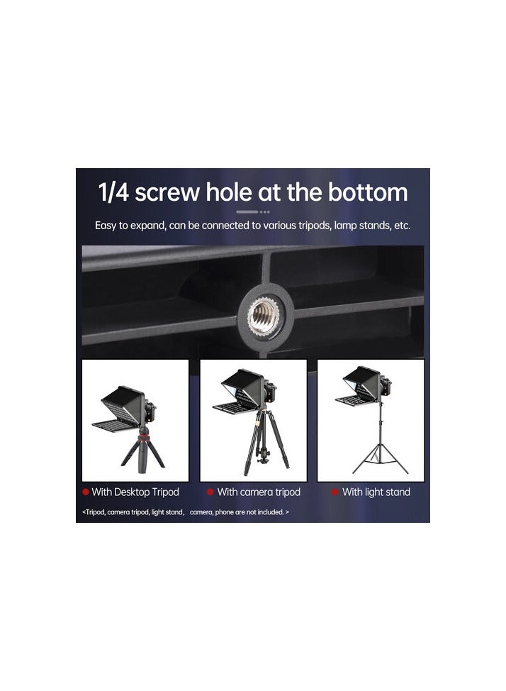 LENSGO TC7 Portable Teleprompter for Smartphones, Tablets & Select DSLR/Mirrorless Cameras