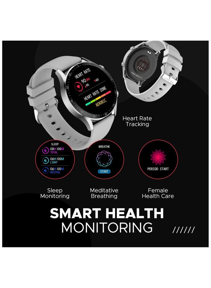 Smartwatch Brand Talk 2 Bluetooth Calling Smartwatch with Dual Button, Hands On Voice Assistance, 120 Sports Modes, in Built Mic & Speaker with IP68 Rating (Silver Grey)