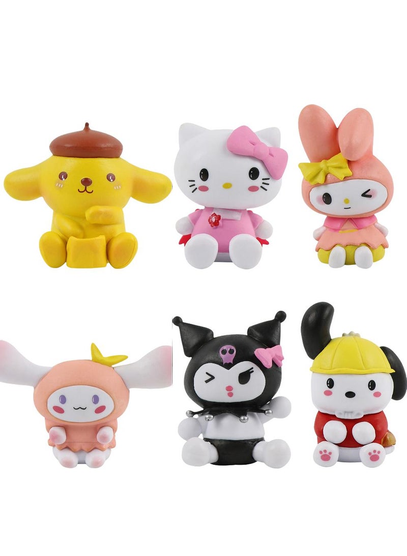 Kawaii Sanrio Figure My Melody kuromi Figure Birthday Party Supplies, Cinnamon Cupcake Toppers, Cute Mini Figure Toys Birthday Party Favor For Kids Fans Collection Bouquet Desk Decor