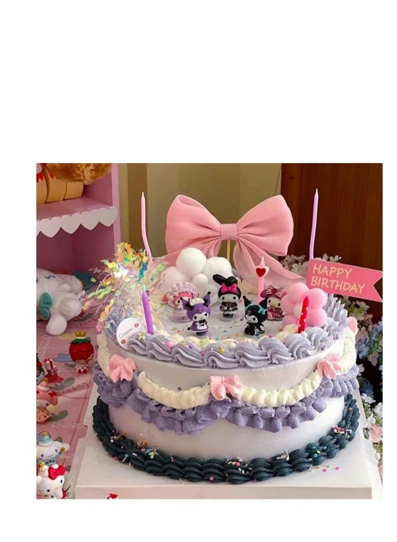 Kawaii Sanrio Figure My Melody kuromi Figure Birthday Party Supplies, Cinnamon Cupcake Toppers, Cute Mini Figure Toys Birthday Party Favor For Kids Fans Collection Bouquet Desk Decor