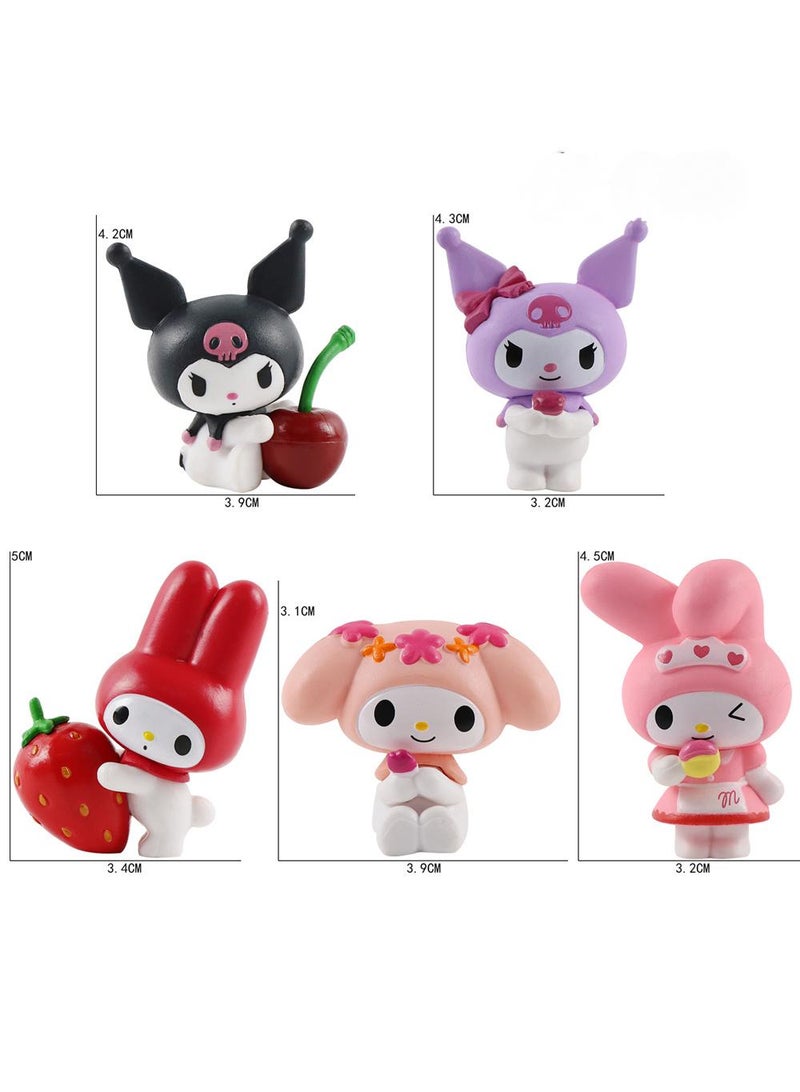 Kawaii Sanrio Figure My Melody kuromi Figure Birthday Party Supplies, Cinnamon Cupcake Toppers, Cute Mini Figure Toys Birthday Party Favor For Kids Fans Collection Bouquet Desk Decor