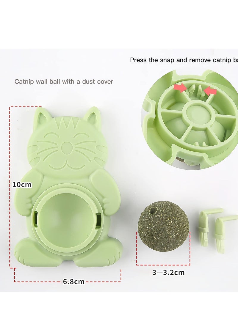 3 Pcs Catnip Ball Toy, Catnip Ball Cat Rotating Edible Cat Lick Ball Self Stick Teething Catnip Ball Toy Wall Snack Edible Healthy Kitten Chew Toy