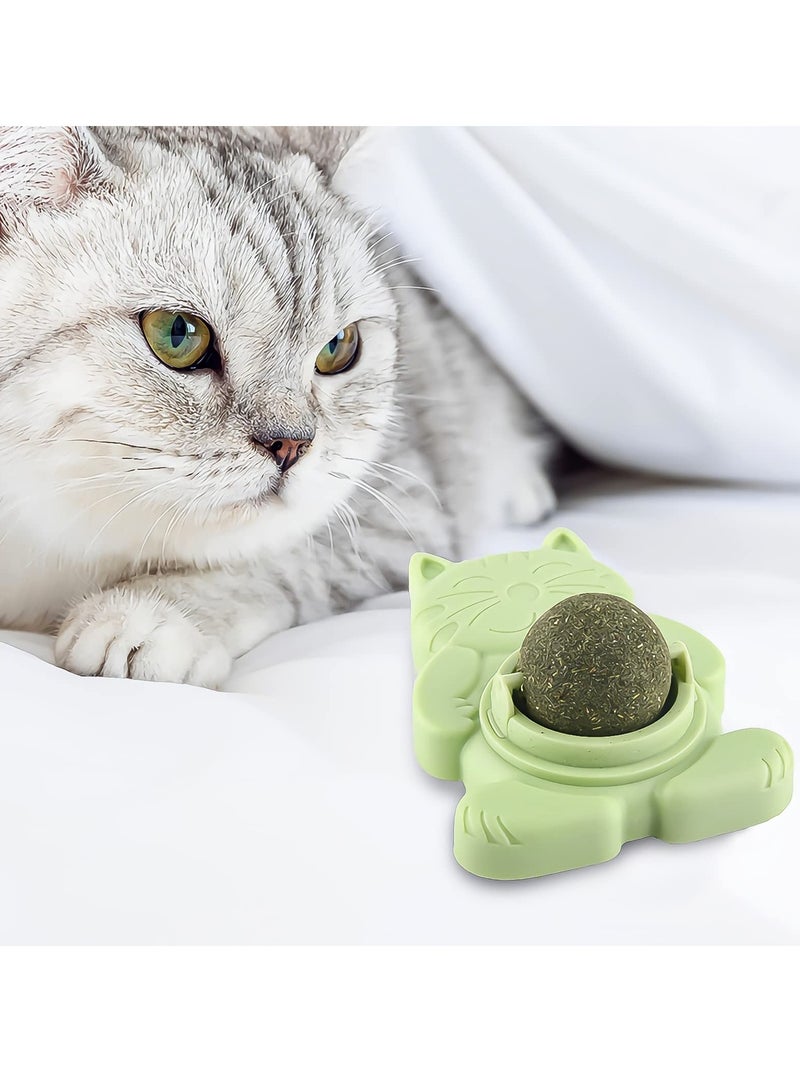 3 Pcs Catnip Ball Toy, Catnip Ball Cat Rotating Edible Cat Lick Ball Self Stick Teething Catnip Ball Toy Wall Snack Edible Healthy Kitten Chew Toy