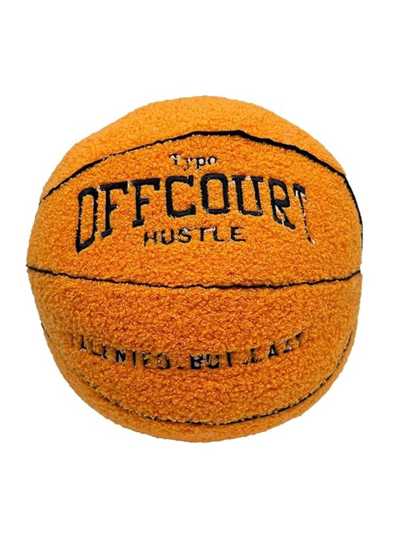 Basketball Mat 25cm Plush Basketball Cushion Pillow Soft Basketball Plush Ball Decoration Round Mat 3D Ball Basketball Plush Toy Children Gift（Orange Color）