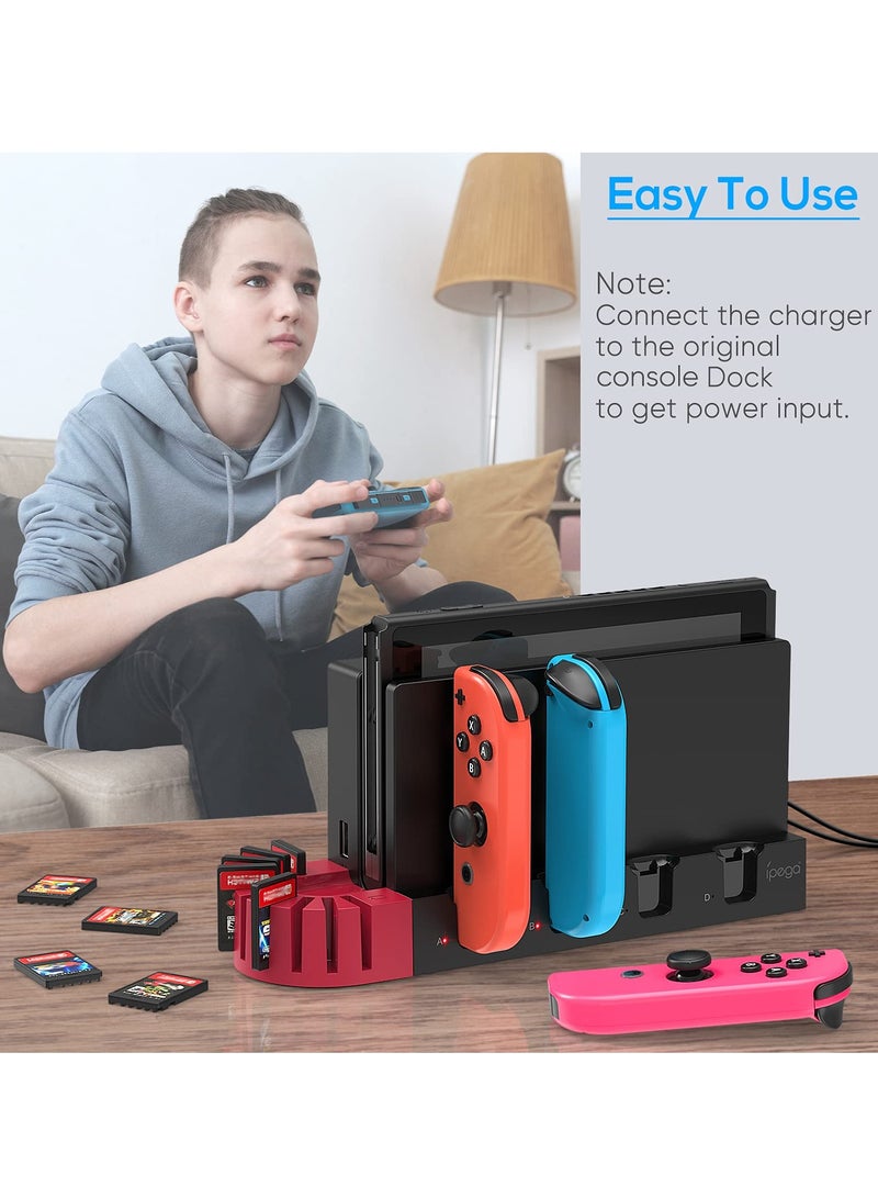 Charging Dock for Nintendo Switch Joy-Con Controller, Fast Charging Dock with 9 Game Card Storage Slots, Powered by the original for Nintendo Switch dock, for Nintendo Switch Joycon (Black)