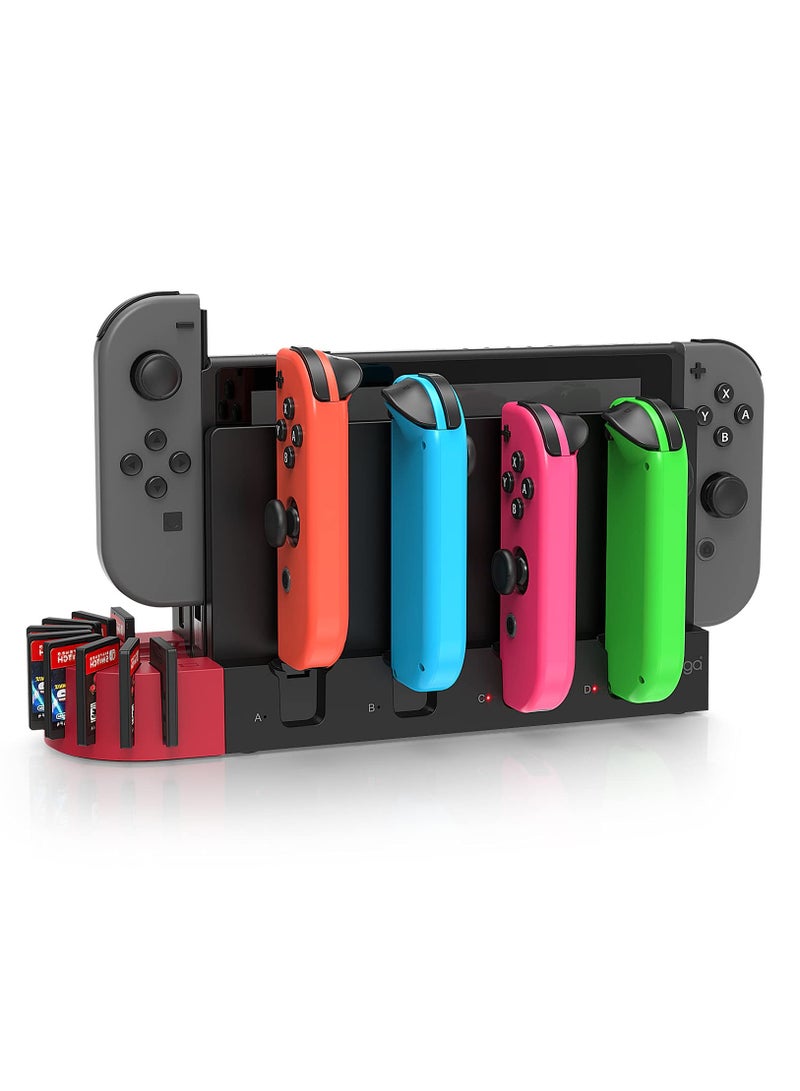 Charging Dock for Nintendo Switch Joy-Con Controller, Fast Charging Dock with 9 Game Card Storage Slots, Powered by the original for Nintendo Switch dock, for Nintendo Switch Joycon (Black)