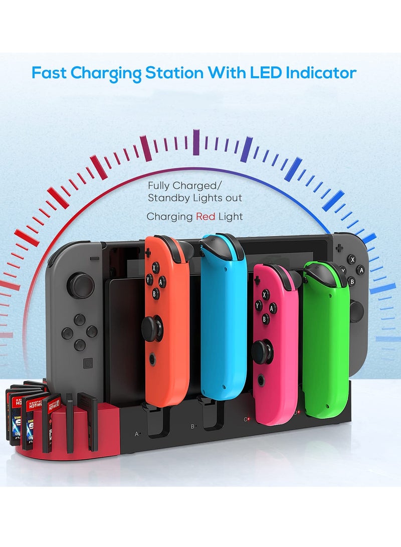 Charging Dock for Nintendo Switch Joy-Con Controller, Fast Charging Dock with 9 Game Card Storage Slots, Powered by the original for Nintendo Switch dock, for Nintendo Switch Joycon (Black)