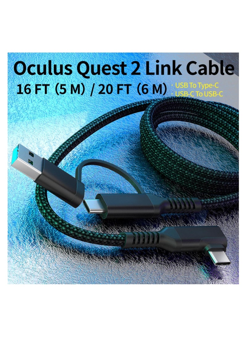 Link Cable for Oculus Quest 2 19 FT SYOSI 2 in 1 High Speed PC Data Transfer Link Cable Fast Charging USB 3.1 Gen2 to USB C Cable for Virtual Reality Headset and PC Gaming Black Woven