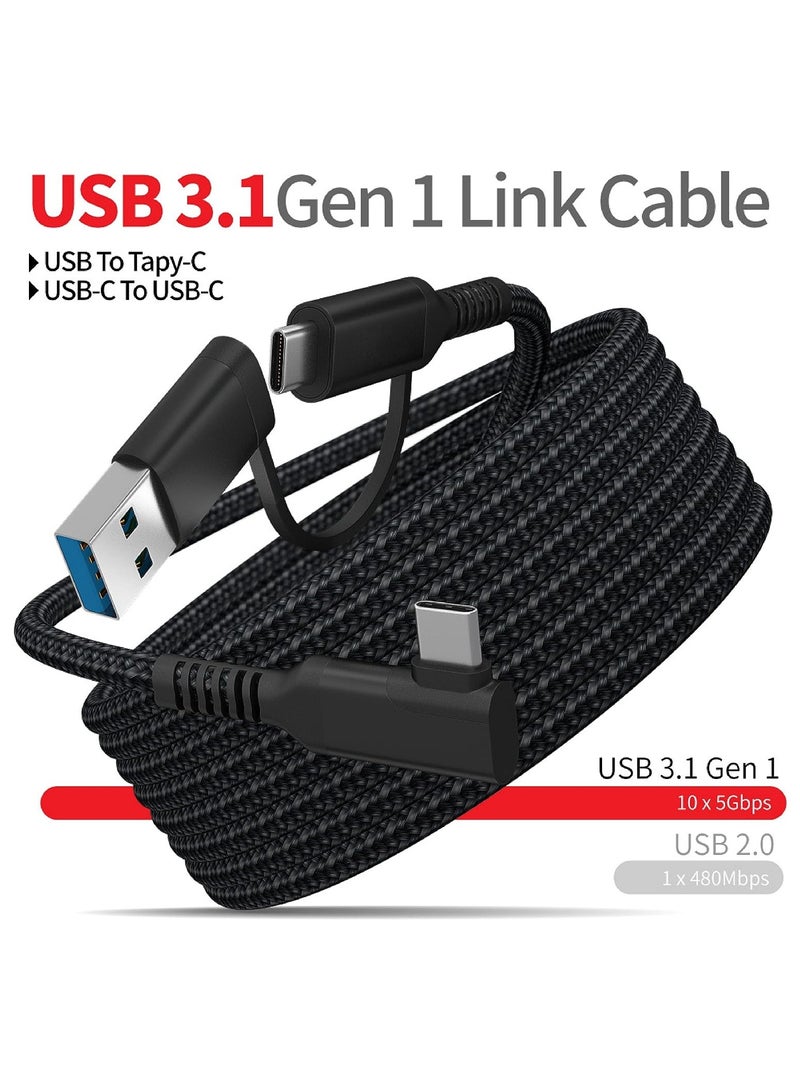 Link Cable for Oculus Quest 2 19 FT SYOSI 2 in 1 High Speed PC Data Transfer Link Cable Fast Charging USB 3.1 Gen2 to USB C Cable for Virtual Reality Headset and PC Gaming Black Woven