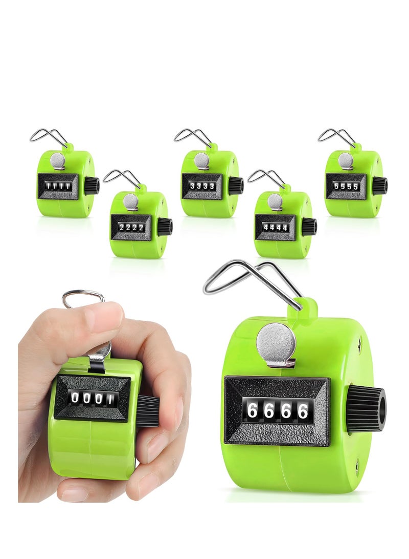 6 Pcs Clicker Counters, Handheld Manual Mechanical Tally Counter, 4-Digit Number Count Clicker Pitch Counter, Made of ABS Material, for Coaching, Golf, Office, Fishing and Stadiums Supplies