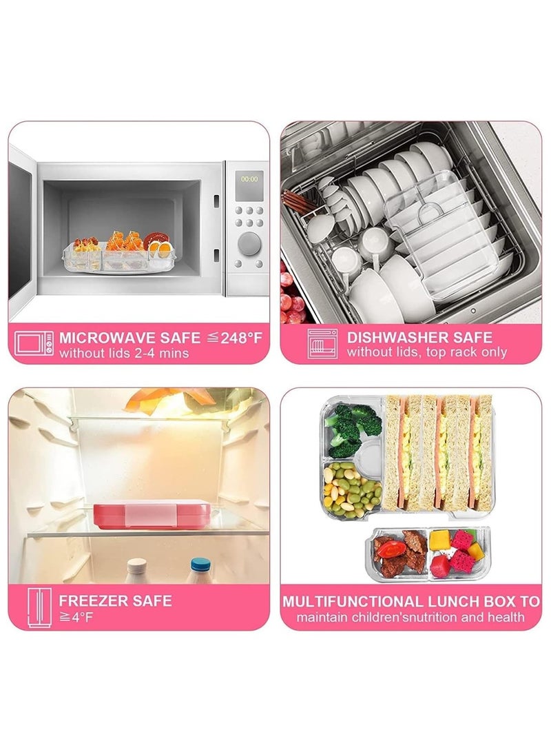 Bento Lunch Box for Kids, BPA-Free Leakproof Lunch containers with 4/6 Compartments (Pink Doll)
