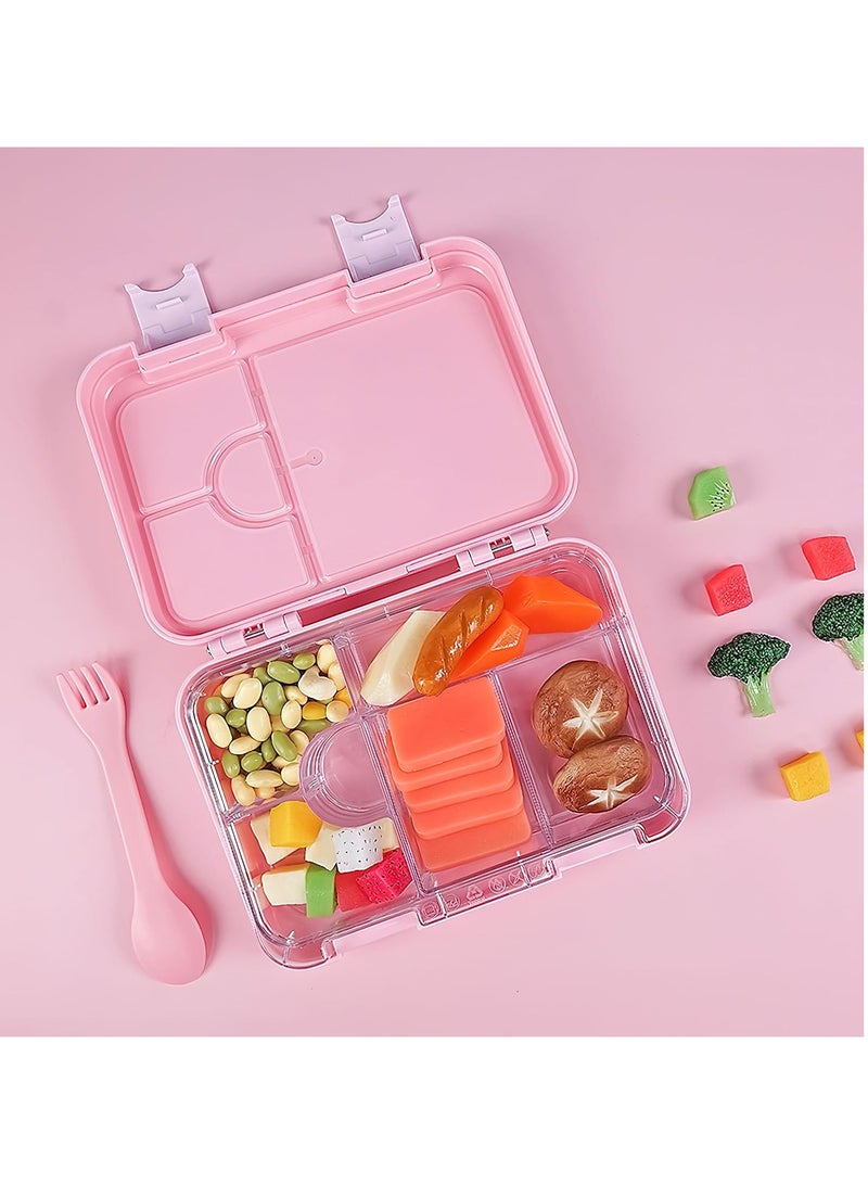 Bento Lunch Box for Kids, BPA-Free Leakproof Lunch containers with 4/6 Compartments (Pink Doll)