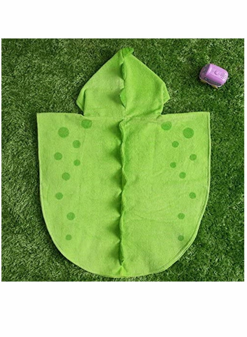 Baby Bathrobe Children Bath Towel Robe Kids Hooded Beach Swimming Poncho Cotton Absorbent Breathable Children's Cartoon Bathrobe Multi Horned Dinosaur Hooded Cloak Bath Towel Robe (Green S)