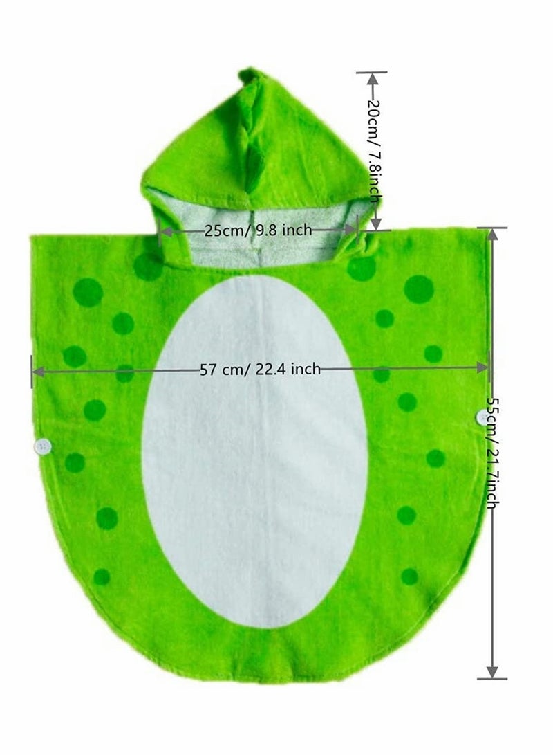 Baby Bathrobe Children Bath Towel Robe Kids Hooded Beach Swimming Poncho Cotton Absorbent Breathable Children's Cartoon Bathrobe Multi Horned Dinosaur Hooded Cloak Bath Towel Robe (Green S)