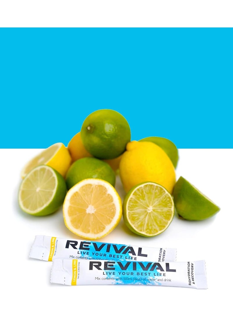 Revival Rehydration and recovery elctrolyte drink mix with vitamins C, B1, B3, B5, B12  mix flavour