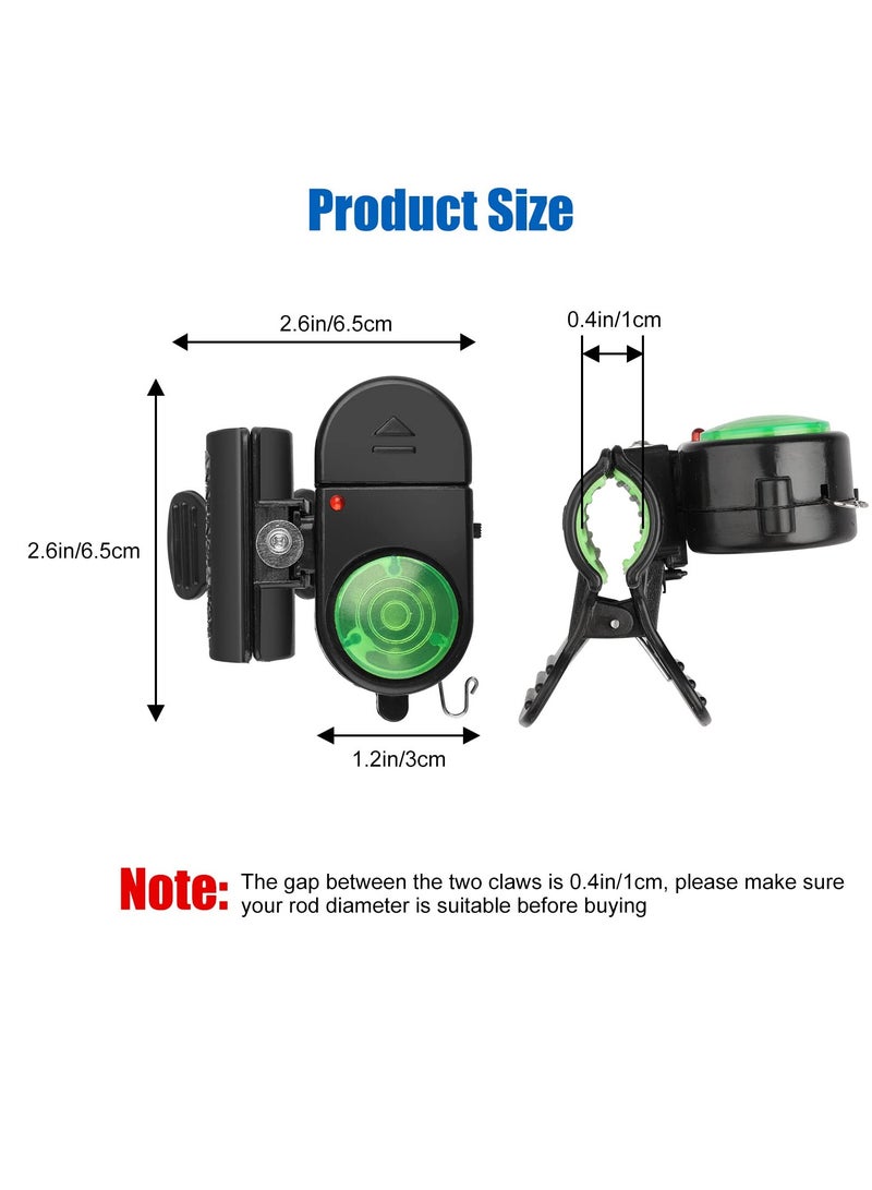 4 Pack Fishing Bite Alarm,Sensitive Electronic Fishing Bite Sound Alarm, Sound Bite Alert Bell with LED Lights Fishing Bells Clip On Fishing Rod for Daytime Night Carp Fishing Outdoor