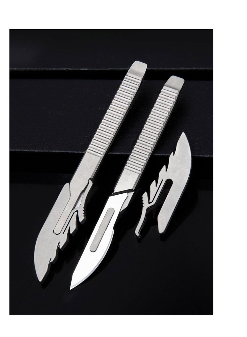 Pocket Scalpel Utility Knife, Mini Flipper Scalpel Pocket Knife with 10pcs #24 Replaceable Blade, EDC Multi-Tool Craft Knives for Box Opening, Paper Cutting, Gift for Men/Women