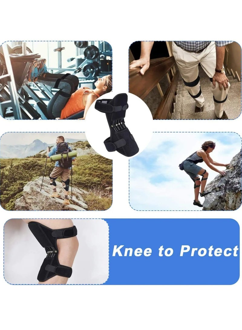 Knee Protection Booster, Joint Support Knee Pads, Power Lift Knee Stabilizer Pads - Powerful Rebound Spring Force Knee Protection Booster - Relief Knee Brace for Men Climbing, Squat, Sport