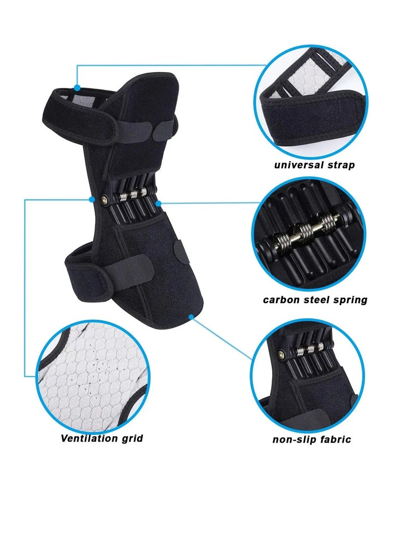 Knee Protection Booster, Joint Support Knee Pads, Power Lift Knee Stabilizer Pads - Powerful Rebound Spring Force Knee Protection Booster - Relief Knee Brace for Men Climbing, Squat, Sport