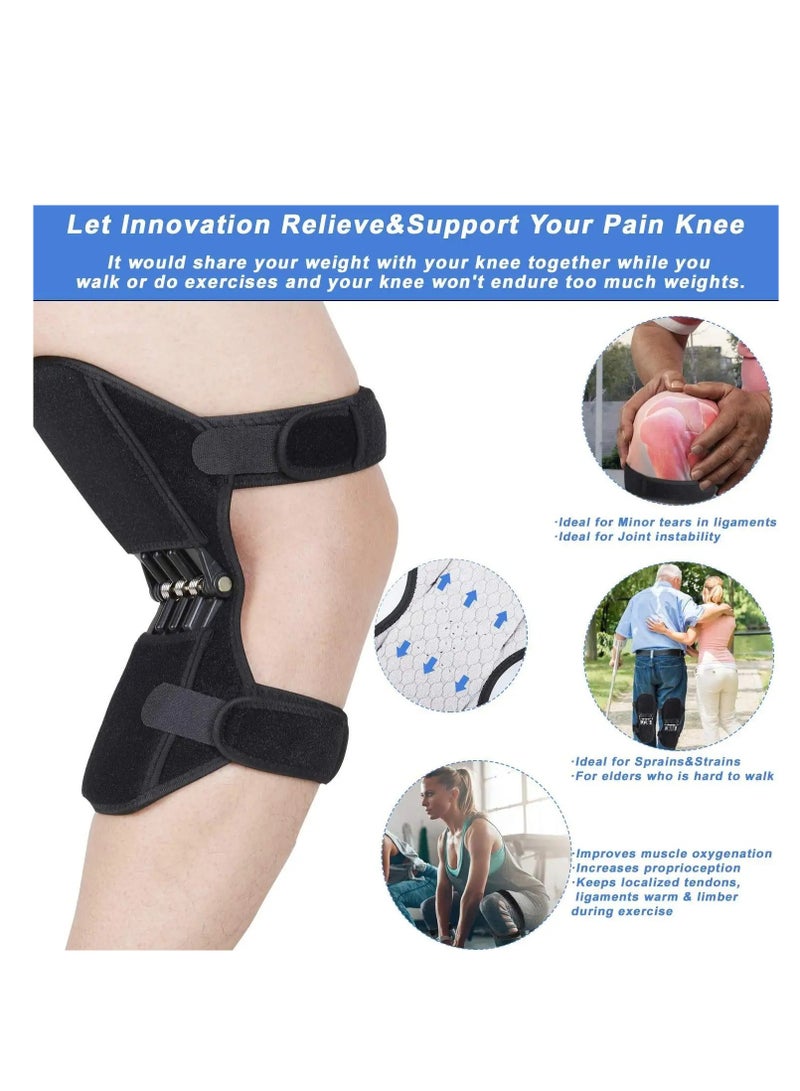 Knee Protection Booster, Joint Support Knee Pads, Power Lift Knee Stabilizer Pads - Powerful Rebound Spring Force Knee Protection Booster - Relief Knee Brace for Men Climbing, Squat, Sport