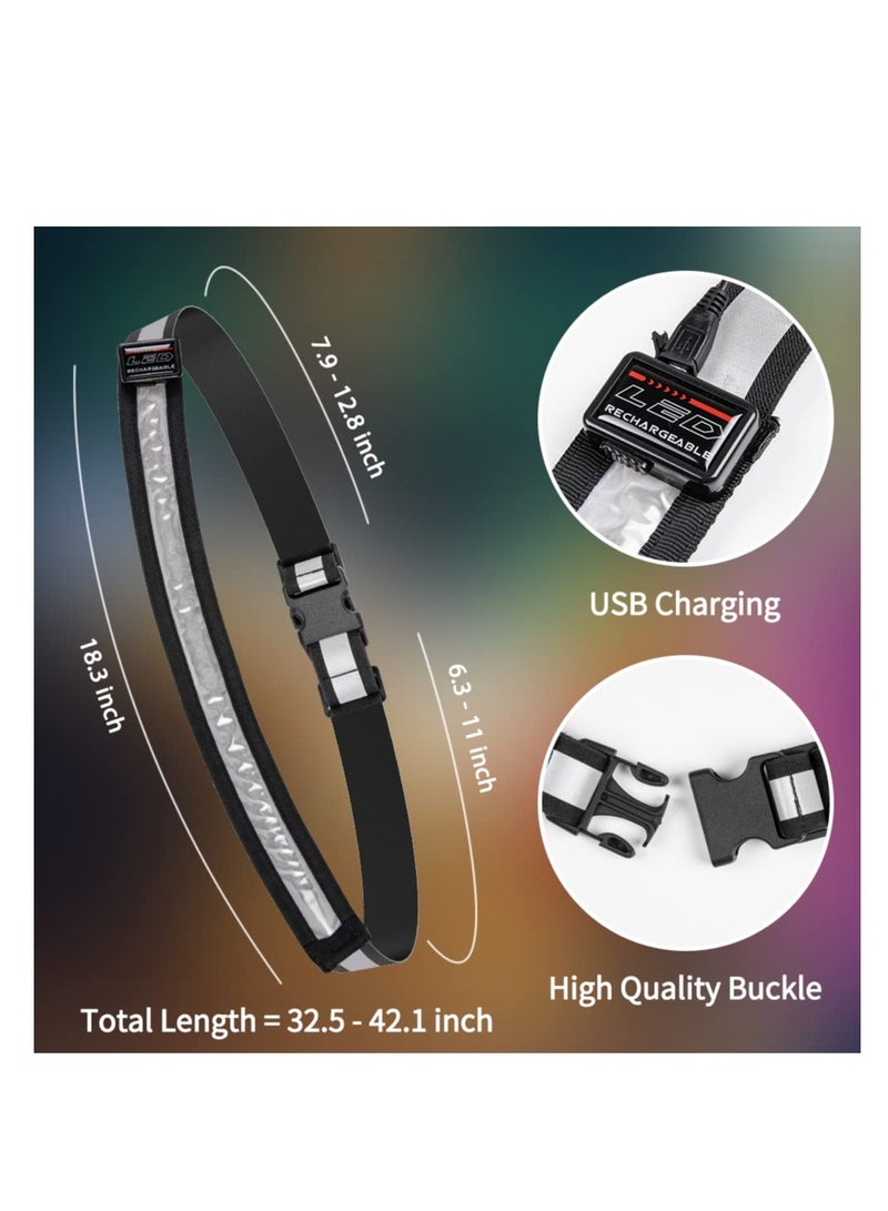 High Visibility Reflective Running Belt with USB Rechargeable Safety Light, Adjustable Size Reflective Sash for Nighttime Running and Walking, Ideal for Outdoor Activities.