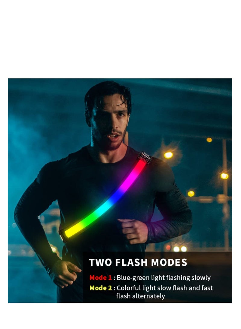 High Visibility Reflective Running Belt with USB Rechargeable Safety Light, Adjustable Size Reflective Sash for Nighttime Running and Walking, Ideal for Outdoor Activities.