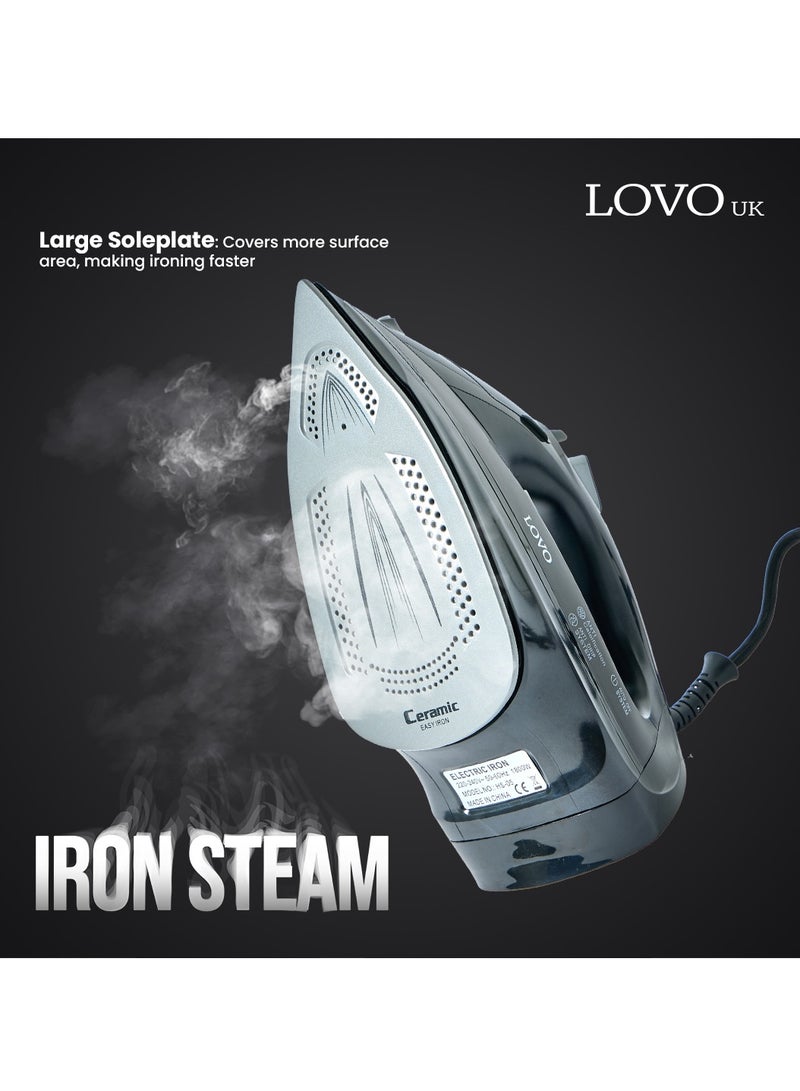 Steam Iron, Easy Steam, Ceramic Coated Sole Plate, Motion sensor with automatic switch-off, Hotel safety iron with powerful steam functions, LOVO Steam Iron HS05