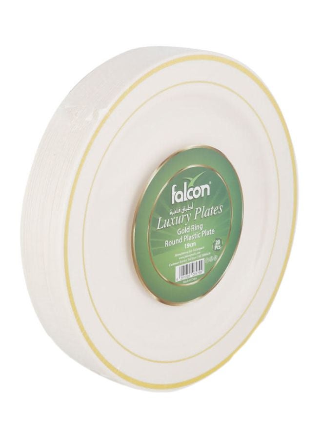 Falcon Gold Ring Round Plastic Plate Ivory 19cm